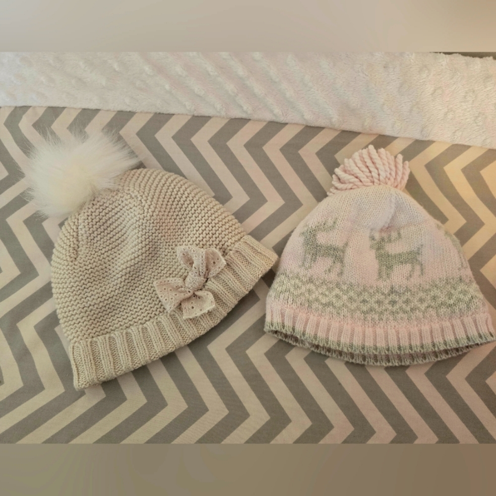 Janie and Jack Fair Isle Pink Winter Baby Girl Pom Pom Hat